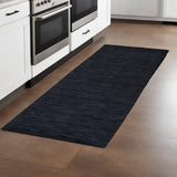 8' Black Hand Woven Runner Rug