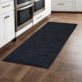 8' Black Hand Woven Runner Rug