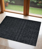 2' X 3' Black Wool Hand Woven Area Rug