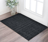 2' X 3' Black Wool Hand Woven Area Rug