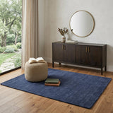 4' X 6' Blue Wool Hand Woven Area Rug