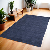 4' X 6' Blue Wool Hand Woven Area Rug