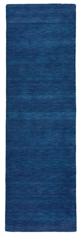 8' Blue Hand Woven Runner Rug