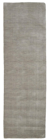 8' Gray And Ivory Shag Hand Woven Runner Rug