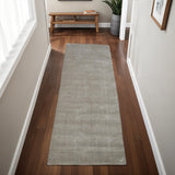 8' Gray And Ivory Shag Hand Woven Runner Rug
