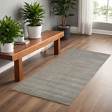8' Gray And Ivory Shag Hand Woven Runner Rug