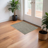 2' X 3' Gray and Ivory Wool Hand Woven Area Rug