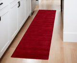 8' Red Hand Woven Runner Rug