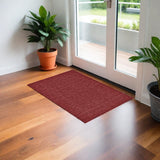 2' X 3' Red Wool Hand Woven Area Rug