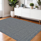 4' X 6' Blue And Gray Wool Hand Woven Area Rug