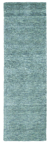 8' Gray And Blue Hand Woven Runner Rug