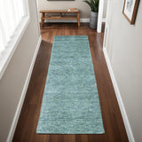 8' Gray And Blue Hand Woven Runner Rug