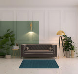 4' X 6' Blue And Green Wool Hand Woven Stain Resistant Area Rug