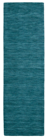 8' Blue And Green Hand Woven Runner Rug