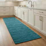 8' Blue And Green Hand Woven Runner Rug