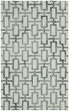2' X 3' Ivory And Green Wool Geometric Tufted Handmade Area Rug