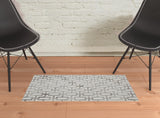 2' X 3' Ivory And Taupe Wool Geometric Hand Tufted Area Rug