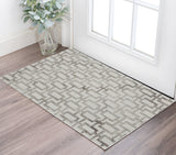 2' X 3' Ivory And Taupe Wool Geometric Hand Tufted Area Rug