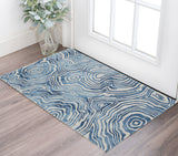 2' X 3' Blue And Ivory Wool Geometric Tufted Handmade Area Rug