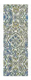 10' Ivory Blue And Green Floral Stain Resistant Runner Rug