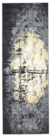 8' Runner Gray and Gold Geometric Runner Rug