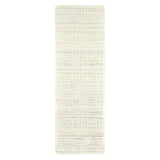 8' Ivory Geometric Hand Woven Runner Rug