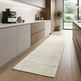 8' Ivory Geometric Hand Woven Runner Rug