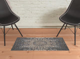 2' X 3' Gray Blue And Taupe Wool Abstract Tufted Handmade Stain Resistant Area Rug