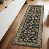 10' Gray and Ivory Wool Floral Hand Tufted Runner Rug