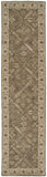 10' Green Brown And Taupe Wool Paisley Tufted Handmade Stain Resistant Runner Rug