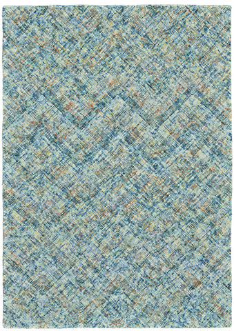 2' X 3' Blue Orange And Ivory Plaid Tufted Handmade Area Rug