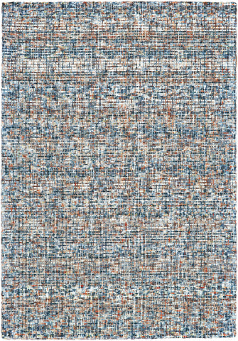 2' X 3' Blue Ivory And Orange Plaid Tufted Handmade Area Rug