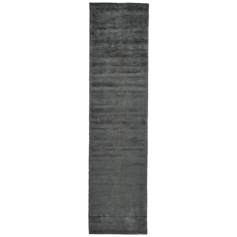 10' Gray and Black Hand Woven Runner Rug