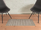 2' X 3' Tan Ivory And Taupe Hand Woven Area Rug