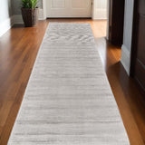 10' Gray and Silver Hand Woven Runner Rug