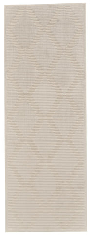 8' Ivory Geometric Runner Rug
