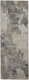 8' Ivory And Gray Abstract Stain Resistant Runner Rug