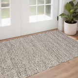 2' X 3' Gray and Ivory Wool Hand Woven Area Rug