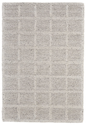 2' X 3' Gray and Ivory Wool Plaid Hand Woven Area Rug