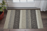 2' X 3' Gray Black And Taupe Wool Striped Hand Woven Area Rug