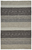 2' X 3' Gray Black And Taupe Wool Striped Hand Woven Area Rug