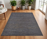 4' X 6' Brown Blue And Taupe Hand Woven Area Rug