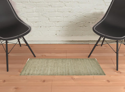 2' X 3' Tan And Gray Hand Woven Area Rug