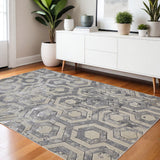 4' X 6' Gray Taupe And Silver Abstract Area Rug