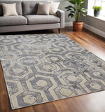 5' X 8' Gray Taupe And Silver Abstract Area Rug