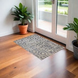 2' X 3' Gray Taupe And Silver Abstract Area Rug
