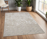 4' X 6' Tan Silver And Gray Quatrefoil Area Rug