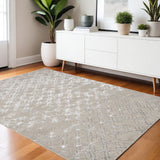4' X 6' Tan Silver And Gray Quatrefoil Area Rug