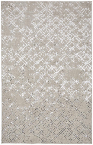 2' X 3' Tan Silver And Gray Quatrefoil Area Rug