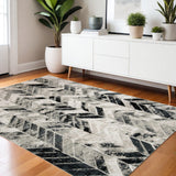 4' X 6' Gray And Black Chevron Area Rug